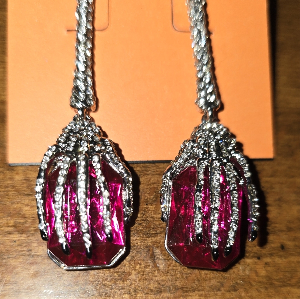 Betsey Johnson Skeleton Hand Earrings - Picture 2 of 3